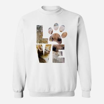 Liebe Pfotenabdruck Sweatshirt, Tiermotiv Sweatshirt für Tierfreunde - Seseable