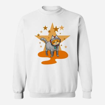 Little Cat Astronaut Star Funny Cartoon Pet And Pet Lovers Gift Sweatshirt - Seseable