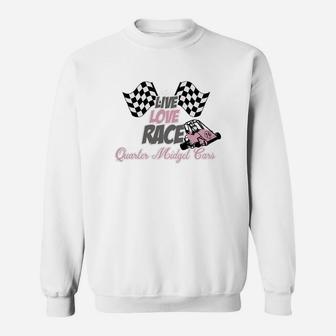 Live Love Race Quarter Midget Cars Shirt Pink Gray Grey Sweat Shirt - Seseable