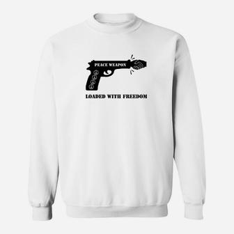 Loaded with Freedom Grafik-Sweatshirt, Waffen-Stil Motiv - Seseable