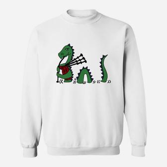 Loch Ness Monster Playing Bagpipes Sweat Shirt - Seseable