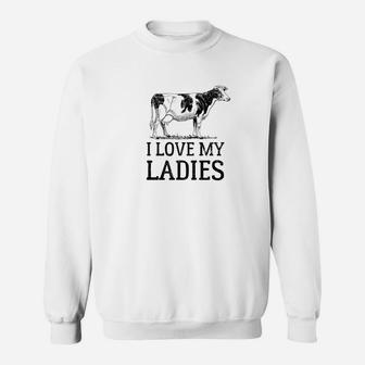 Love My Ladies Vintage Cow Dairy Farmer Gif Sweat Shirt - Seseable