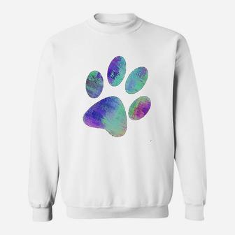 Loves Dogs Cats Animals Paw Print Animal Lover Rainbow Art Sweat Shirt - Seseable