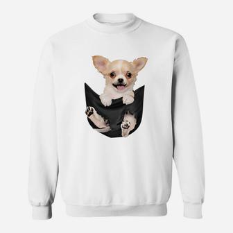 Lustiges Chihuahua Taschen-Design Sweatshirt, Hunde-Motiv Oberteil - Seseable