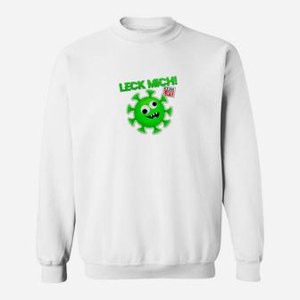 Lustiges Comic Virus Sweatshirt Leck mich, Unisex Weiß - Seseable