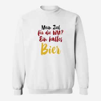 Lustiges Fußball WM Sweatshirt WM-Ziel: Ein kaltes Bier, Herren, Weiß - Seseable