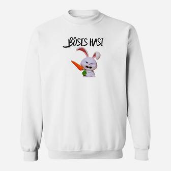 Lustiges Häschen-Sweatshirt mit Karotte, Böses Hasi Motiv - Seseable