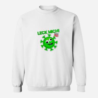 Lustiges Virus-Motiv Sweatshirt Leck mich am ZIP!, Herren Weiß - Seseable