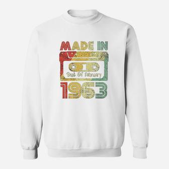 Made In 1963 Best Of February Retro 60s Cassette Party Gift Sweatshirt - Seseable