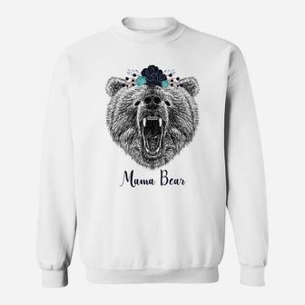 Mama Bear Floral Wild American Grizzly Sweat Shirt - Seseable