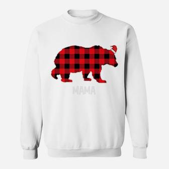 Mama Bear Plaid Pajamas Santa Hat Cool Ugly Xmas Sweat Shirt - Seseable