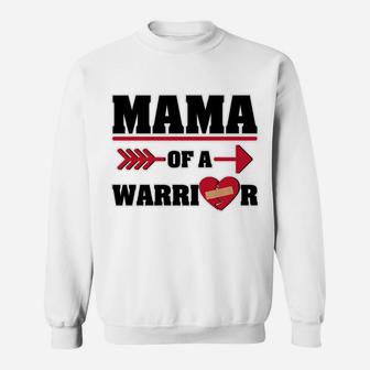Mama Of A Warrior For Heart Moms Chd Awareness Sweat Shirt - Seseable