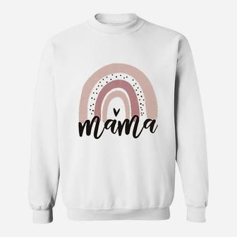 Mama Rainbow Women Funny Letter Heart Graphic Sweat Shirt - Seseable