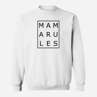 MAMARULES Weißes Sweatshirt, Schwarz Schriftzug Tee für Mütter - Seseable