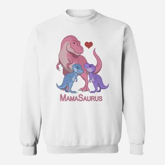 Mamasaurus Trex Mommy Two Baby Dinosaurs Sweat Shirt - Seseable