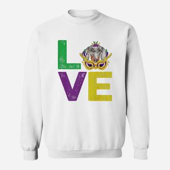 Mardi Gras Fat Tuesday Costume Love Dachshund Funny Gift For Dog Lovers Sweat Shirt - Seseable