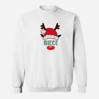 Matching Family Santa Hat With Reindeer Antlers Niece Sweat Shirt - Seseable