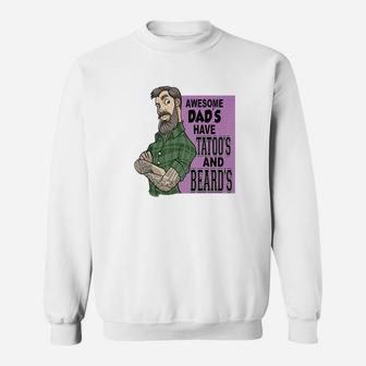 Mens Awesome Dads Have Tattoos And Beards Premium Sweat Shirt - Seseable