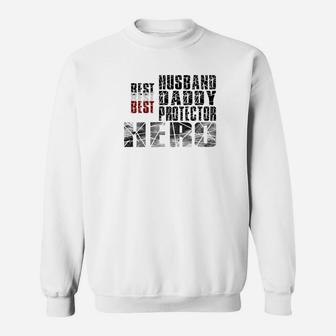 Mens Best Husband Daddy Protector Hero Christmas Day Blac Sweat Shirt - Seseable