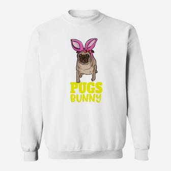Mens Easter Bunny Pug Easter Baske Sweat Shirt - Seseable