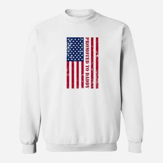 Mens Fathers Day 4th Of July American Flag Promoted To Daddy Premium Sweat Shirt - Seseable