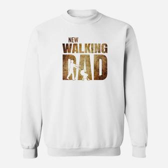 Mens Funny Fathers Day Gift For New Daddy New Walking Dad Premium Sweat Shirt - Seseable