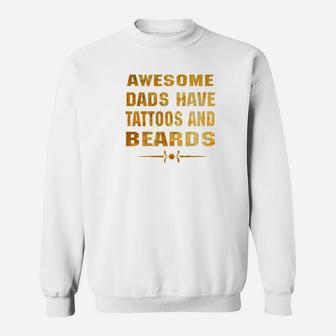 Mens Mens Awesome Dads Have Tattoos And Beards Cool Shirt Premium Sweat Shirt - Seseable