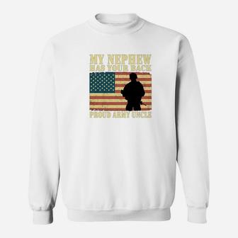Mens My Nephew Has Your Back Proud Army Uncle Family Gifts Sweat Shirt - Seseable
