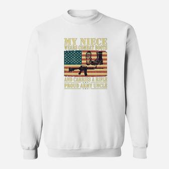 Mens My Niece Wears Combat Boots Proud Army Uncle Us Flag Sweat Shirt - Seseable