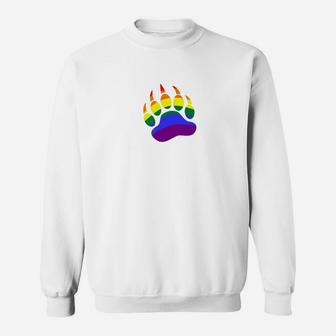 Mens Rainbow Daddy Bear Cub Paw Print Lgbt Pride Sweat Shirt - Seseable