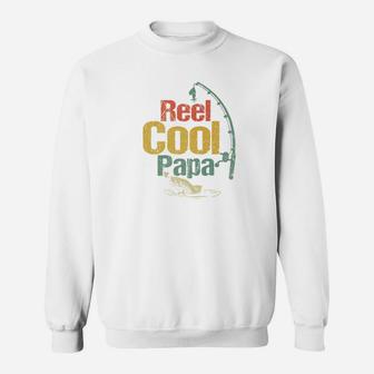 Mens Reel Cool Papa Funny Fishing Fathers Day Dad Gift Sweat Shirt - Seseable