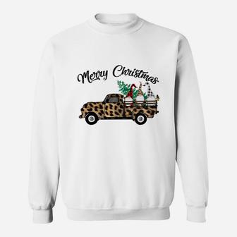 Merry Christmas Gnomes Leopard Plaid Car Funny Gift For Christmas Holiday Sweatshirt - Seseable