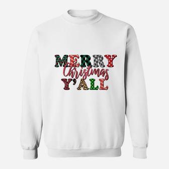 Merry Christmas Yall Xmas Plaid Funny Holiday Sweatshirt - Seseable