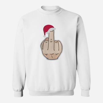 Middle Finger With Santa's Hat Funny Xmas Tshirt Lightweight Hoodie Ugly Christmas Sweater 2017 Sweat Shirt - Seseable