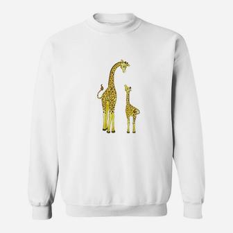Mom And Baby Giraffe Sweat Shirt - Seseable