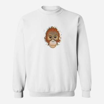 Monkey Big Animal Face Cute Funny Graphic Sweat Shirt - Seseable