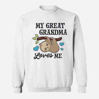 My Great Grandma Loves Me With Sloth And Hearts Sweatshirt - Seseable