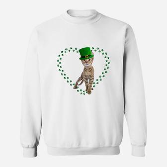 Ocicat Heart Paw Leprechaun Hat Irish St Patricks Day Gift For Cat Lovers Sweat Shirt - Seseable