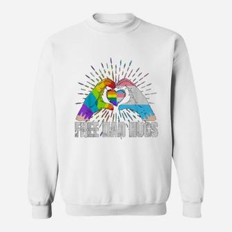 Official Free Dad Hugs Rainbow Lgbt Trans Gay Pride Fathers Day Sweat Shirt - Seseable
