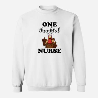 One Thankful Nurse Funny Turkey Rn Thanksgiving Sweat Shirt - Seseable