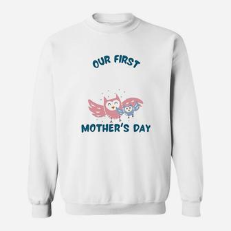 Our First Mothers Day Owl Funny Animal Lover Sweat Shirt - Seseable