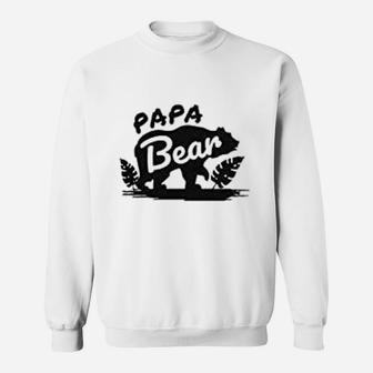 Papa Bear Father Baby Best Dad Green Tree Silhouette Sweat Shirt - Seseable