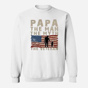 Papa The Man The Myth The Veteran Sweat Shirt - Seseable