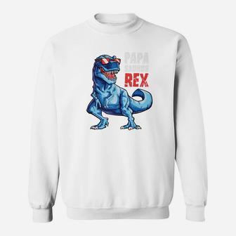 Papasaurus T Rex Papa Saurus Dinosaur Men Dad Daddy Sweat Shirt - Seseable