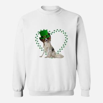 Papillon Heart Paw Leprechaun Hat Irish St Patricks Day Gift For Dog Lovers Sweat Shirt - Seseable