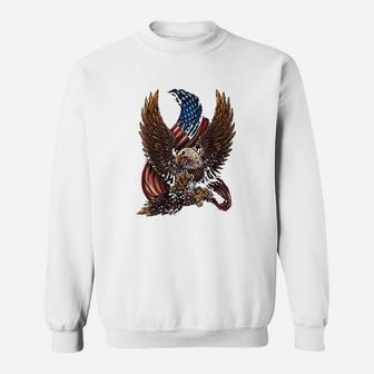 Patriotic American Design With Eagle And Flag Sweat Shirt - Seseable