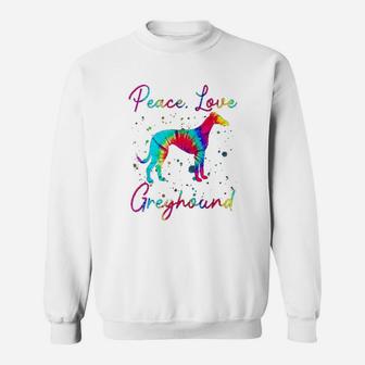 Peace Love Greyhound Funny Dog Lover Gift Sweat Shirt - Seseable