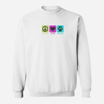 Peace Love Rescue Dogs Distressed Graphic Animal Lovers Premium Sweat Shirt - Seseable