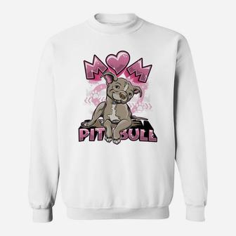 Pit Bull Mom Gifts Pink Pitbull Dog Lover Paw Prin Sweat Shirt - Seseable