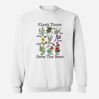 Plant These Save The Bees Women Yellow Flowers Sweat Shirt - Seseable